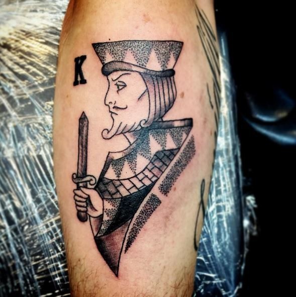 Vintage King Card Illustration Tattoo Design