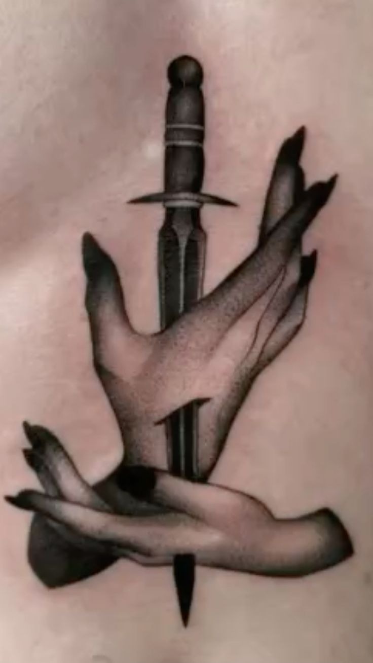 Hands with Knife Tattoo Tattoo Design