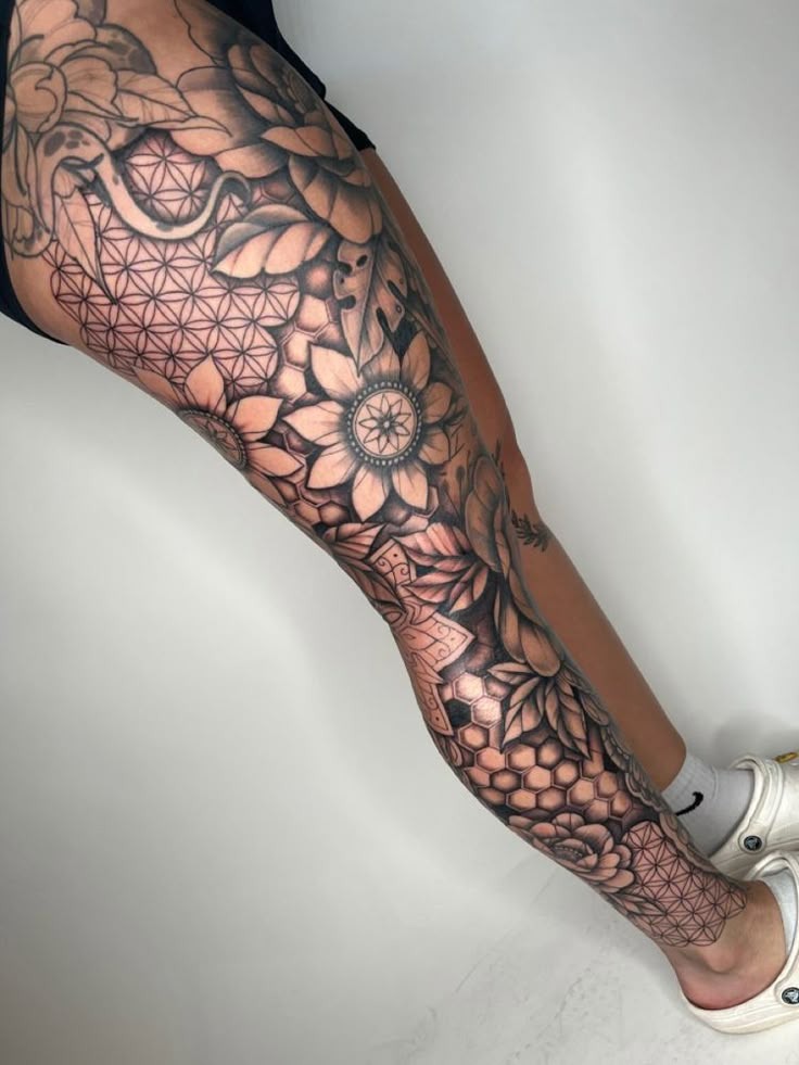 Sacred Geometry and Petals Tattoo Design