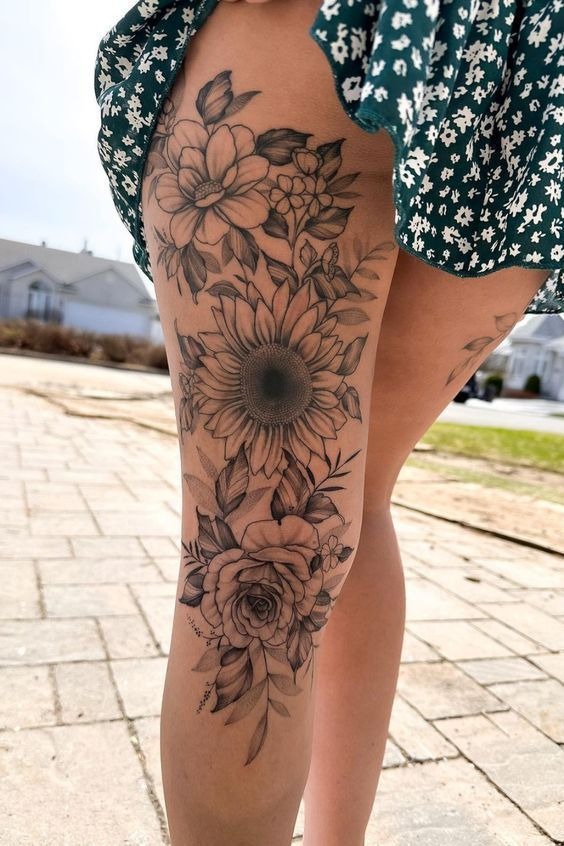 Sunflower Garden Wrap Tattoo Design
