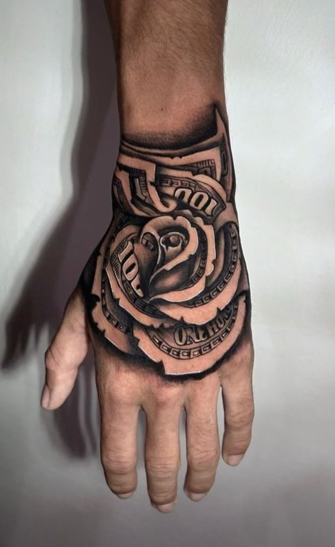 Money Bag with Cloud Shading Tattoo Design