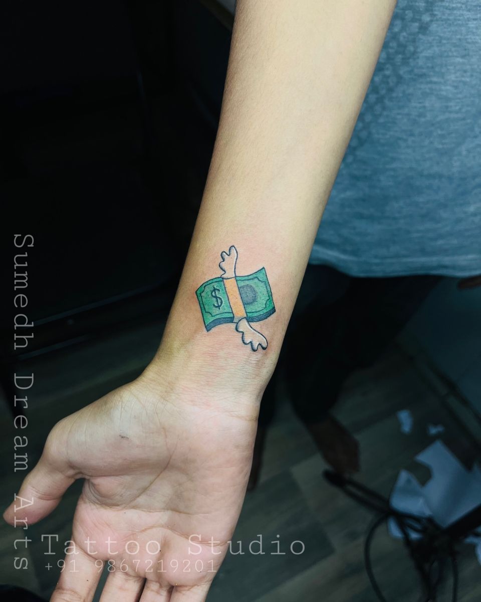Risk and Money Bag Tattoo Tattoo Design