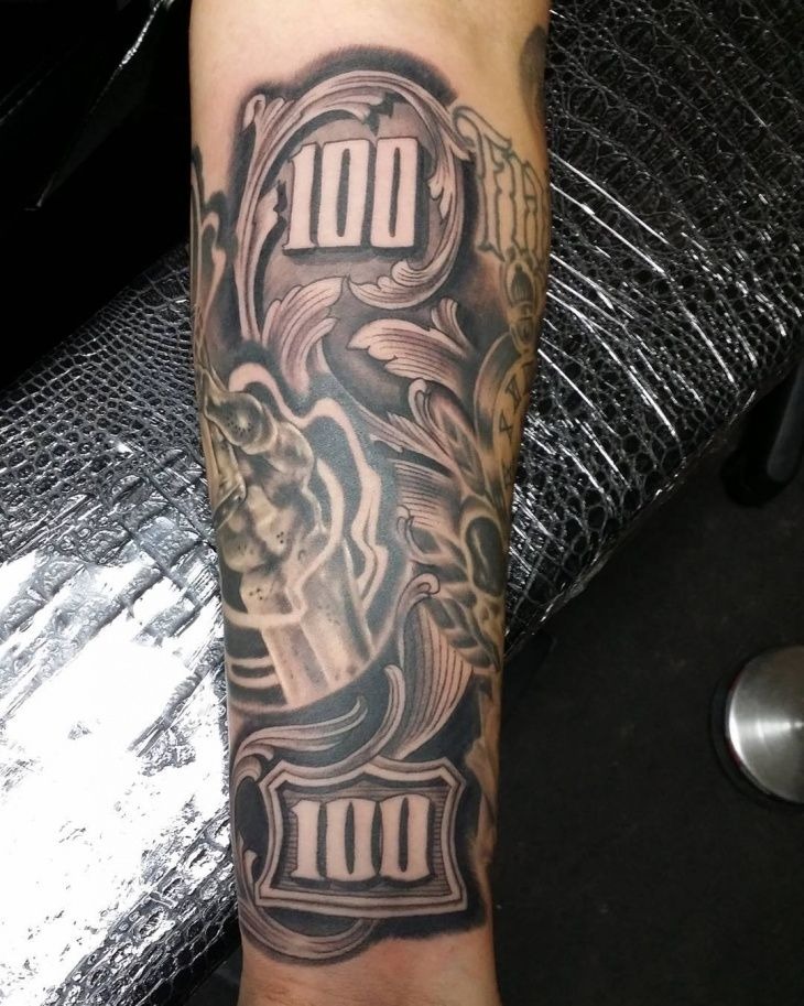 Stacked Cash Forearm Tattoo Tattoo Design