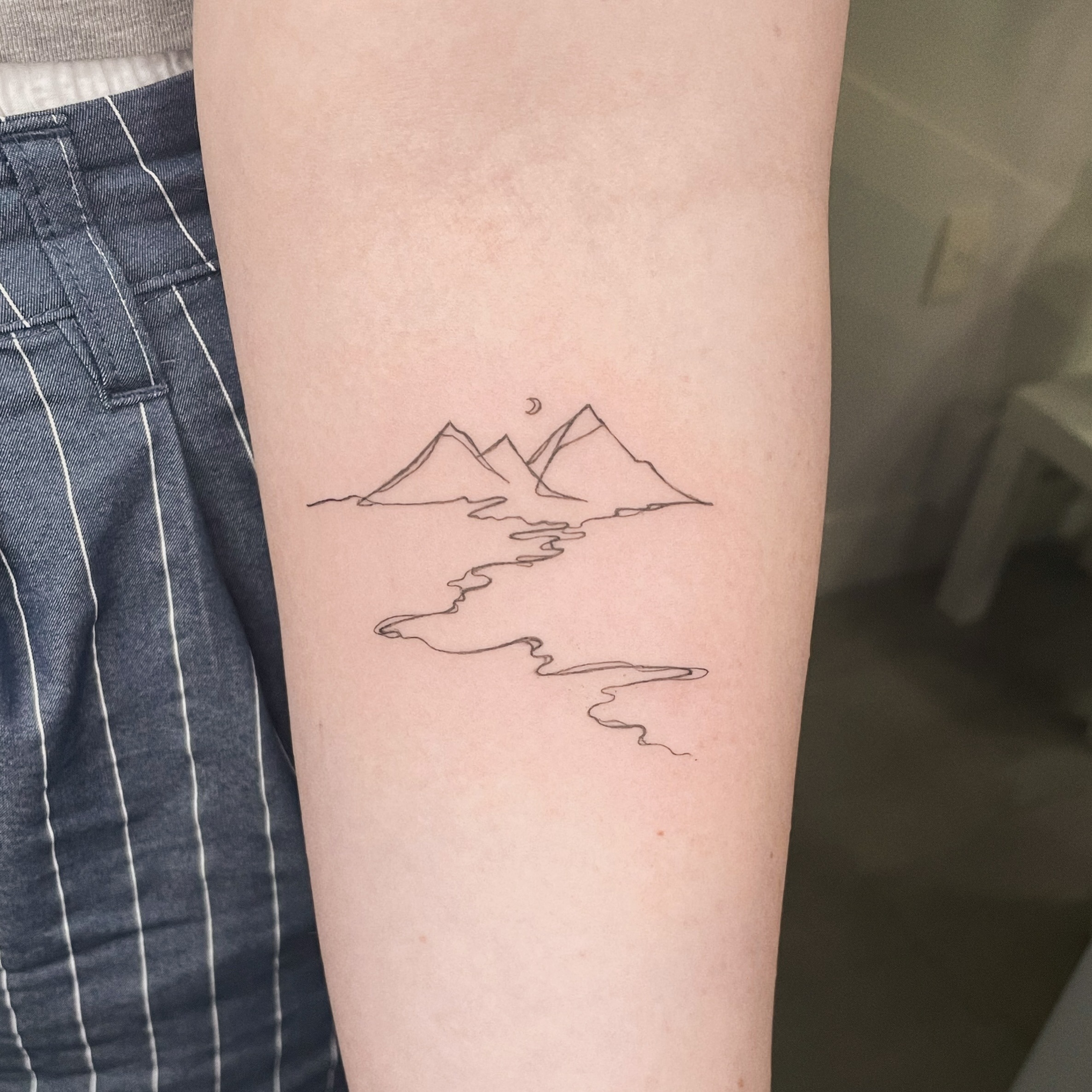 Geometric Mountain Lake Tattoo Tattoo Design