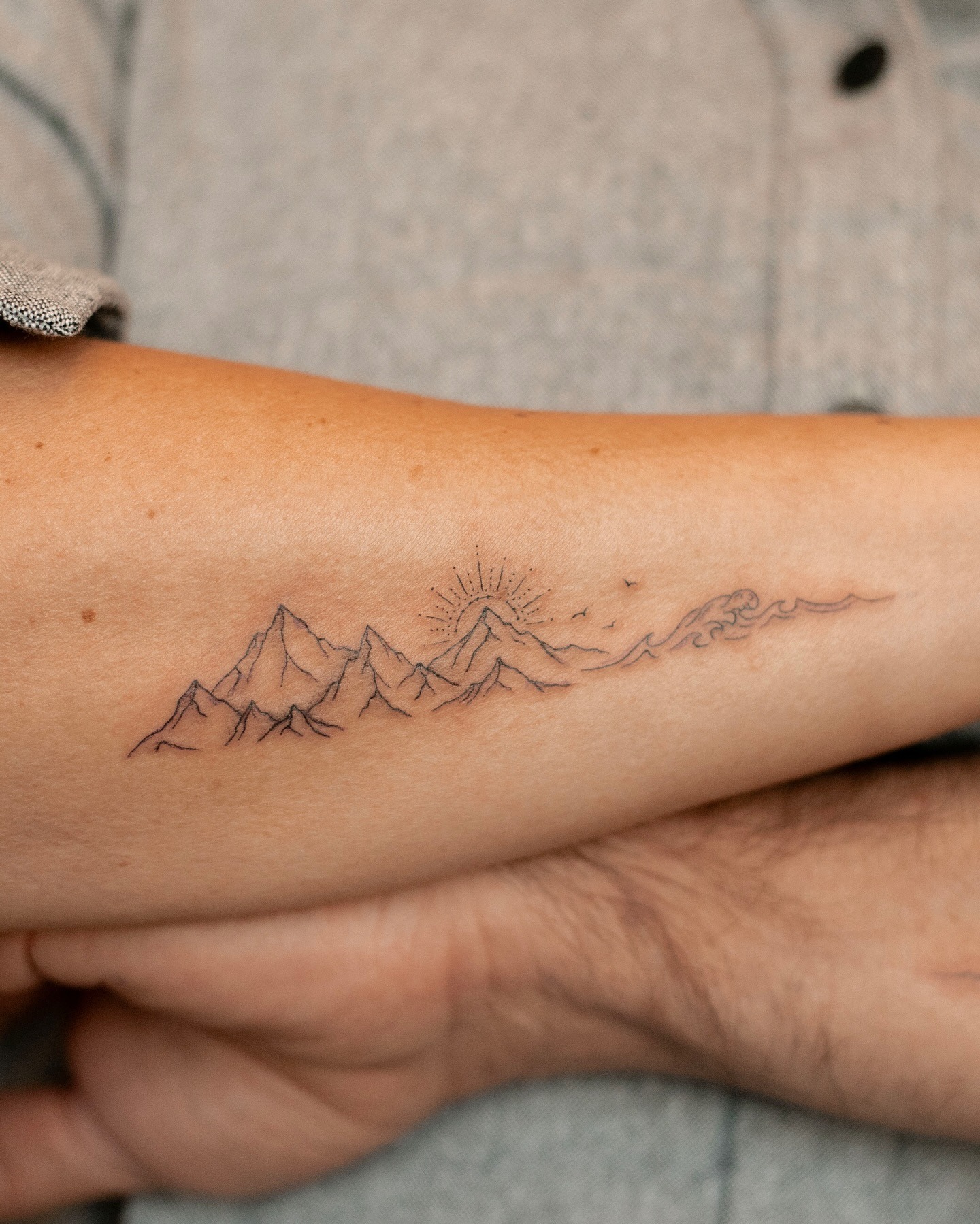 Minimal Continuous Mountain Line Tattoo Tattoo Design