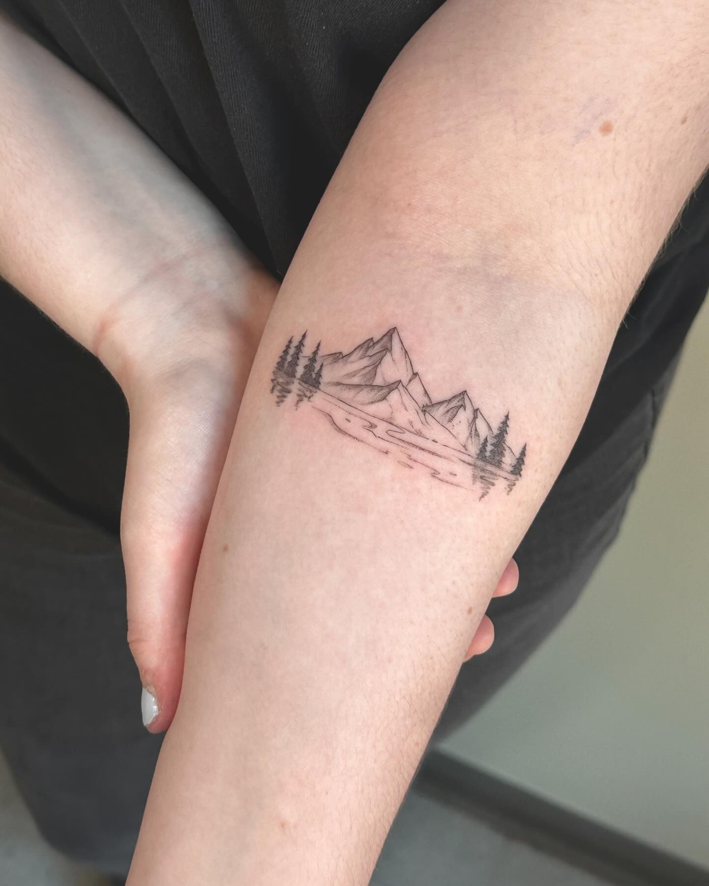 Minimal Mountain Reflection Tattoo Tattoo Design