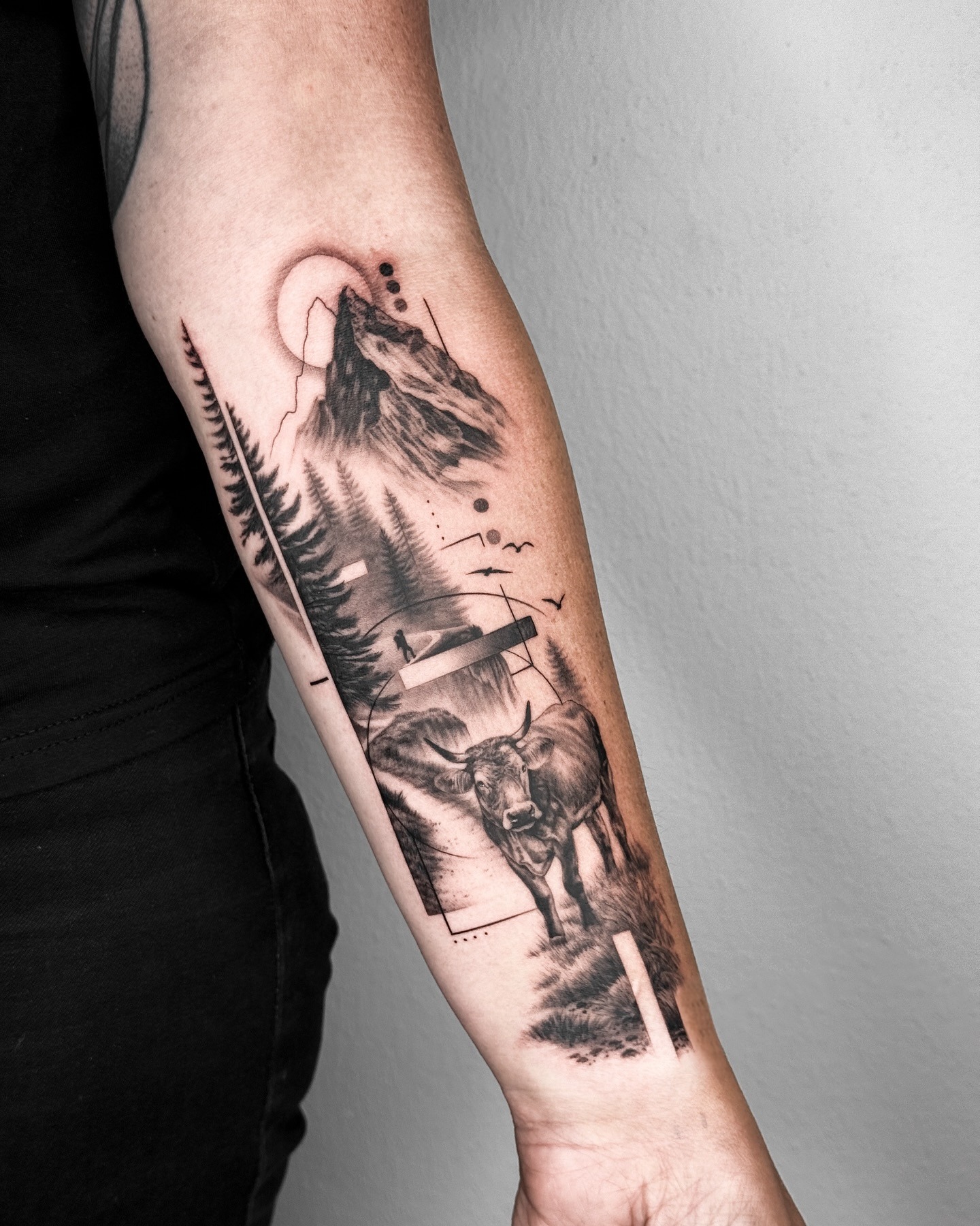 Mountain and Highland Bull Tattoo Tattoo Design