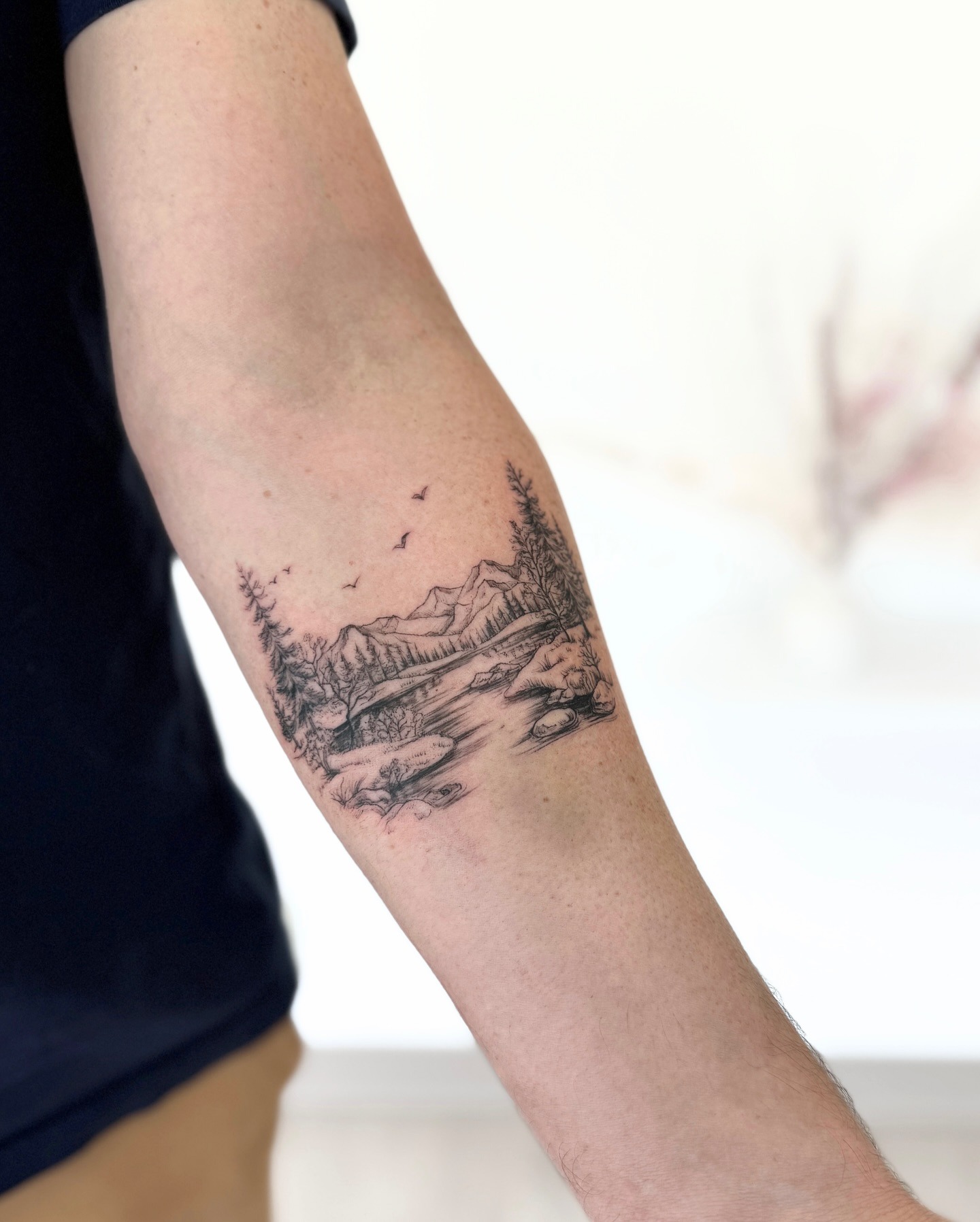 Mountain River Landscape Tattoo Tattoo Design