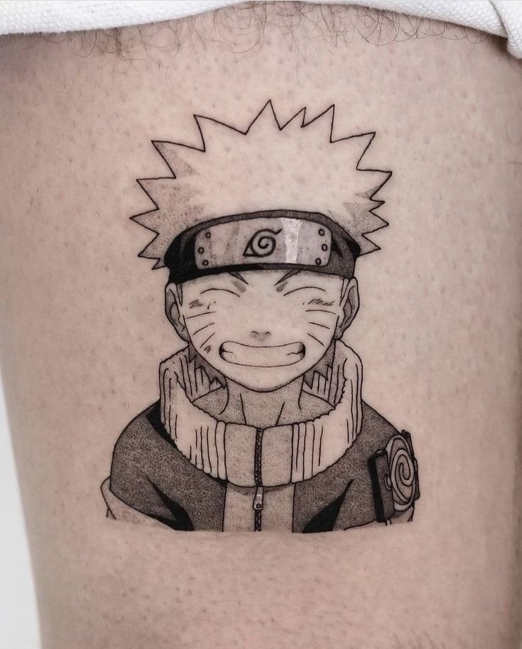 Happy Naruto Classic Linework Tattoo Design