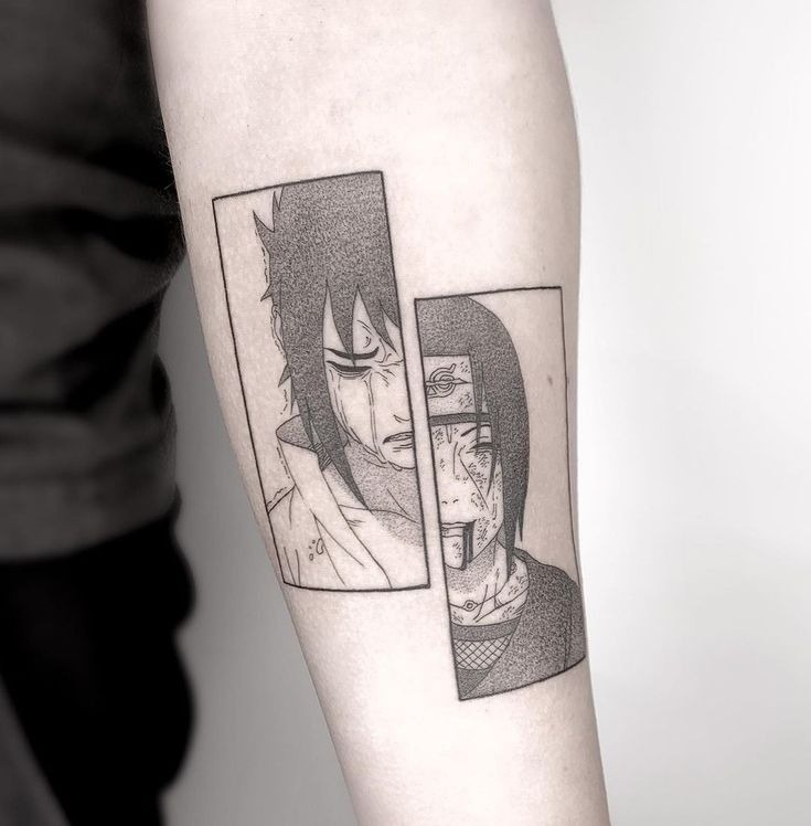 Sasuke & Itachi Emotional Panels Tattoo Design