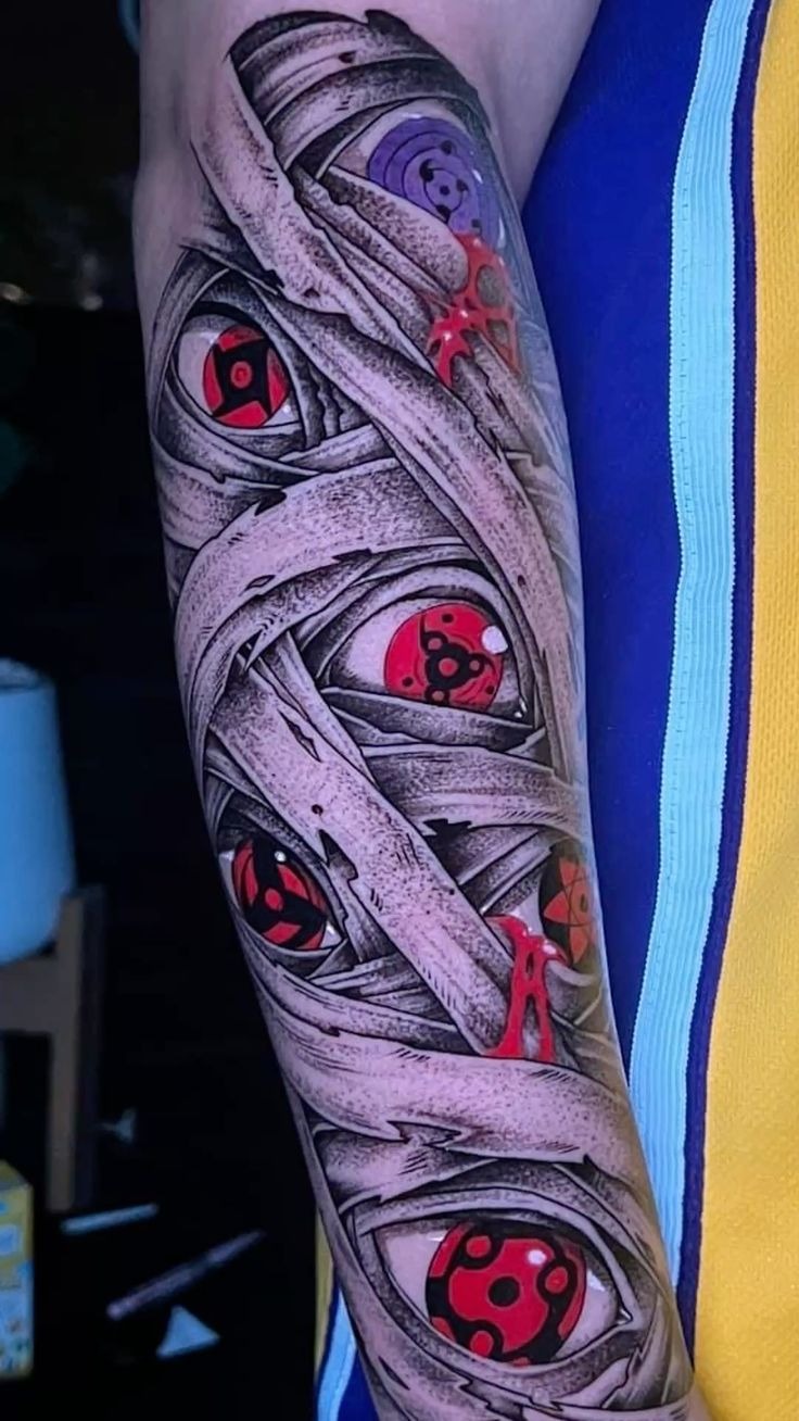 Sealed Sharingan Sleeve Tattoo Design