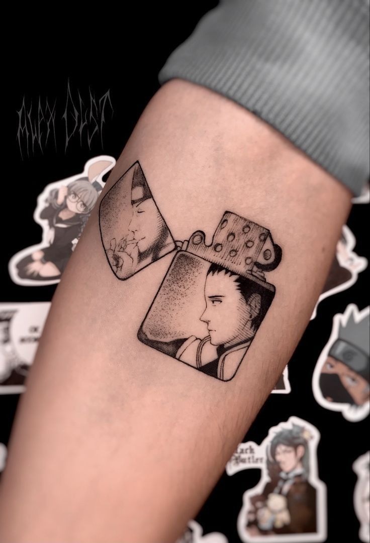 Shikamaru & Asuma Tribute Zippo Tattoo Design