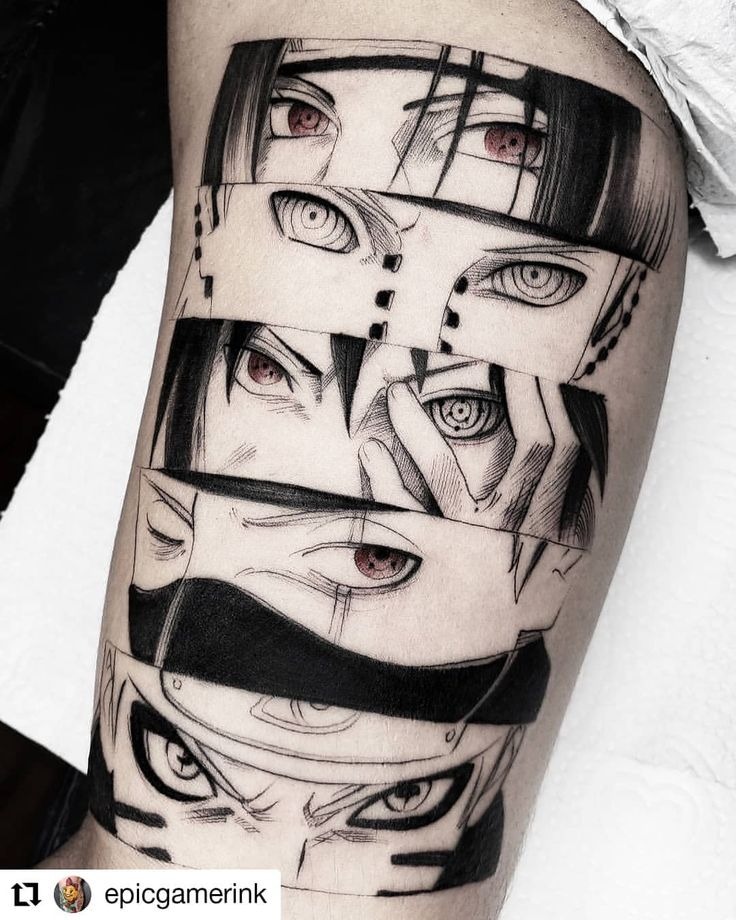 Shinobi Eyes Panel Strip Tattoo Design