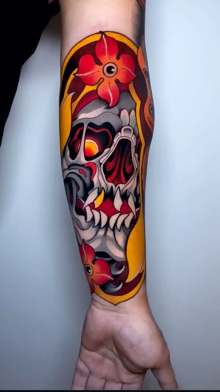 Bright Floral Neck Tattoo Tattoo Design