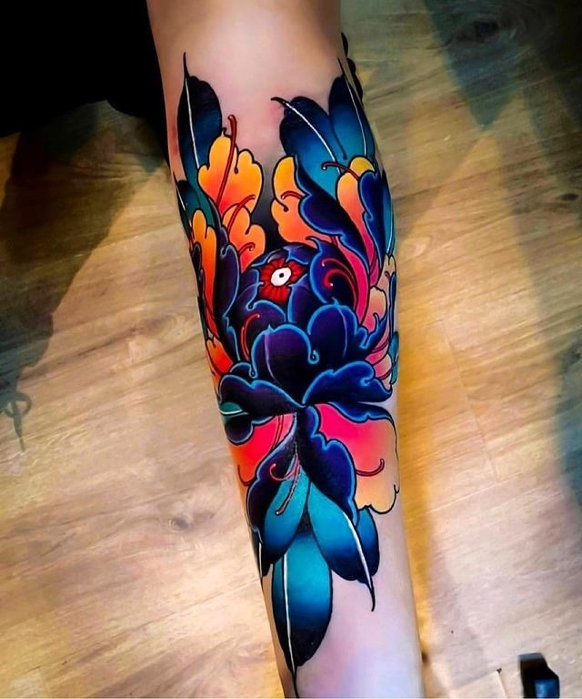 Fierce Fish and Autumn Leaves Tattoo Tattoo Design