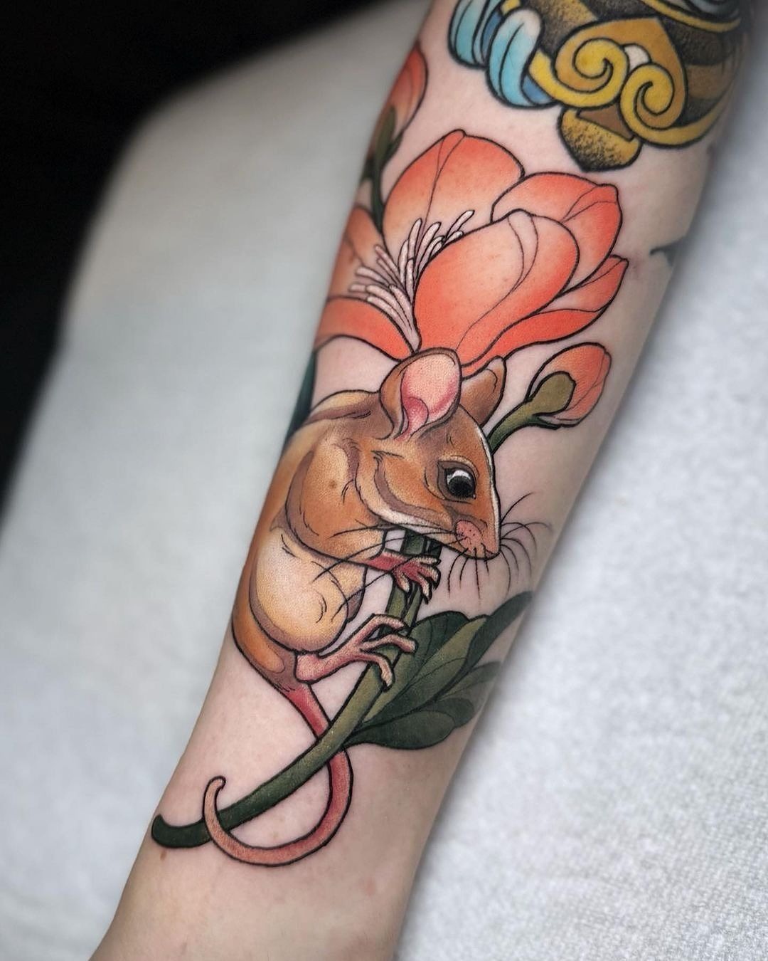Wasp and Pink Blossom Tattoo Tattoo Design