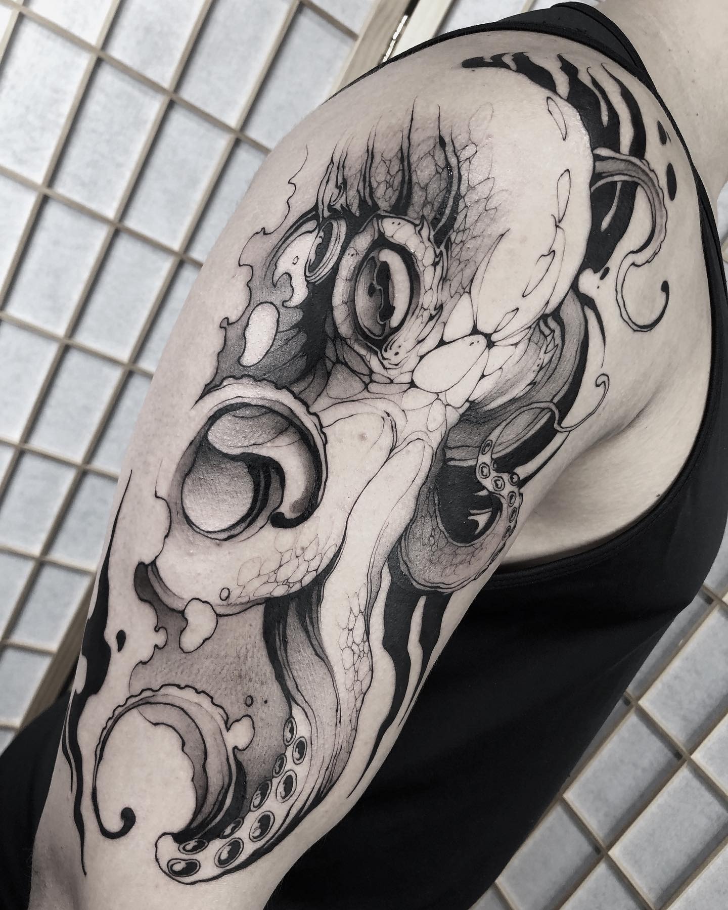 Abstract Blackwork Octopus Tattoo Tattoo Design
