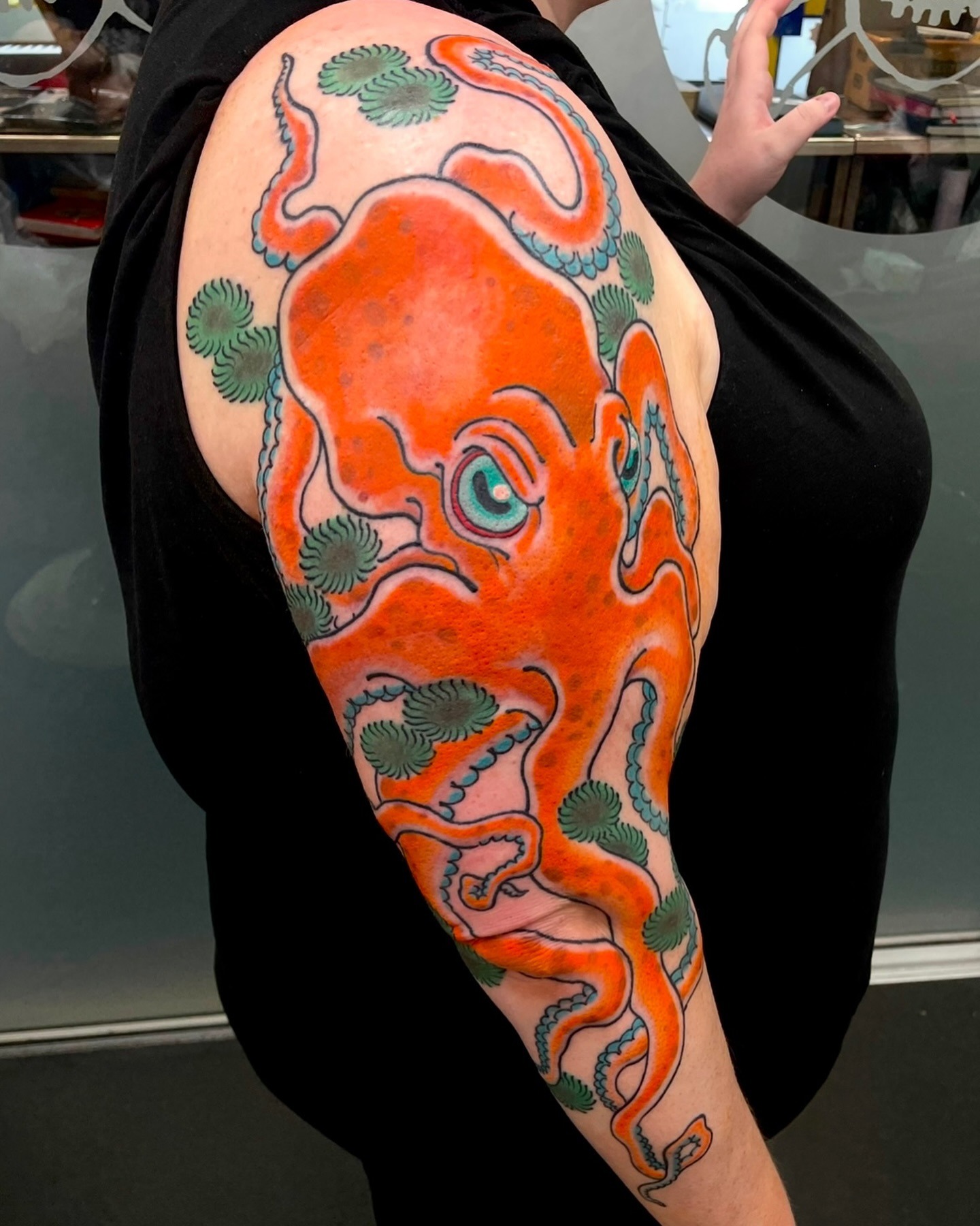 Bright Orange Octopus Sleeve Tattoo Tattoo Design