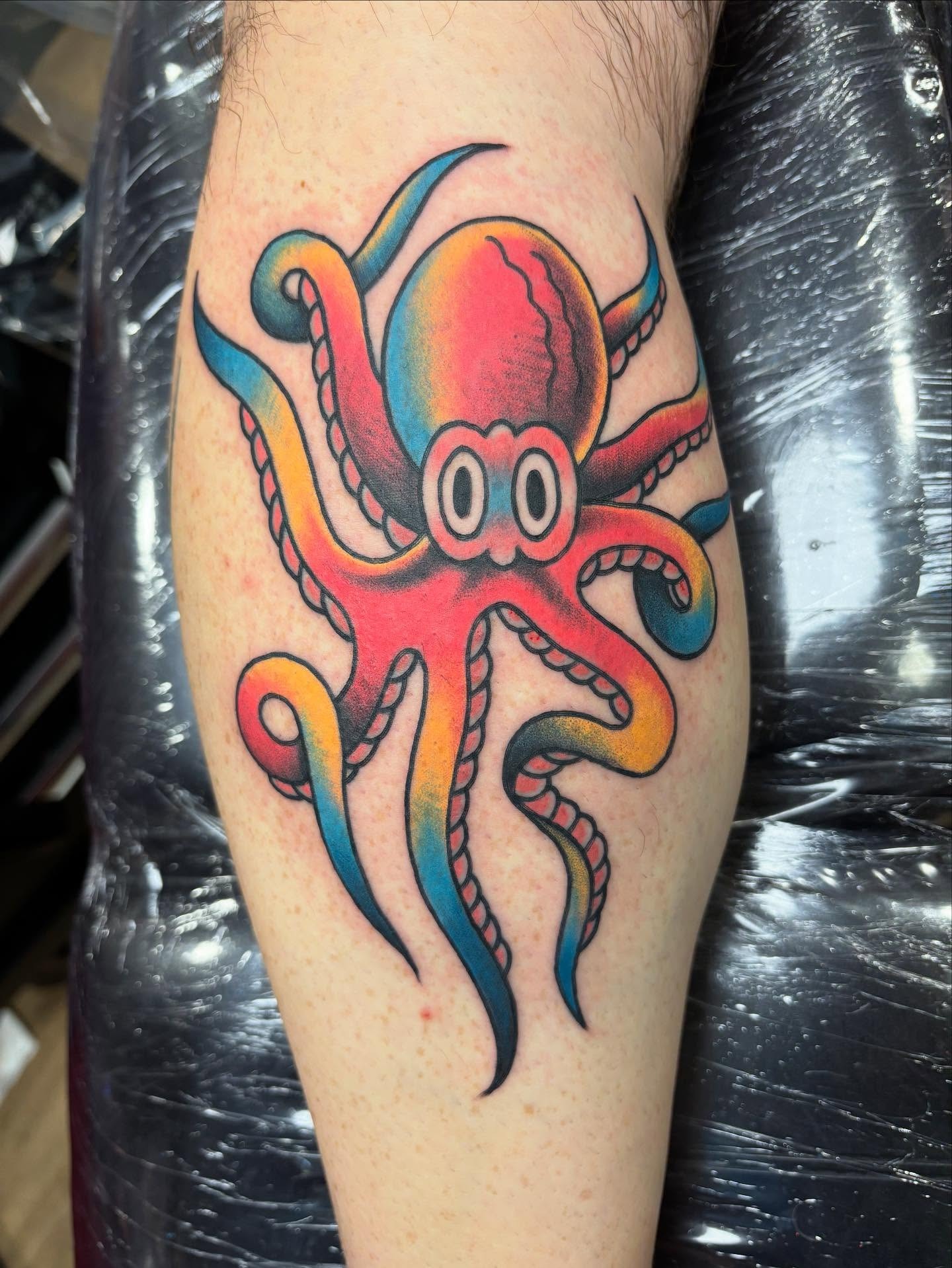 Cartoon Rainbow Octopus Tattoo Tattoo Design
