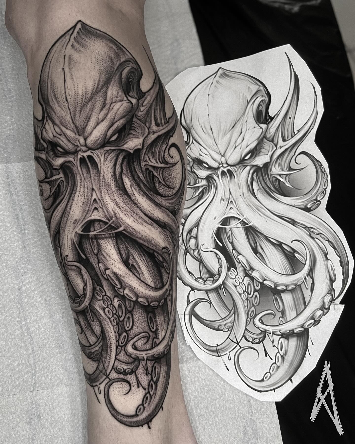 Dark Fantasy Octopus Tattoo Tattoo Design