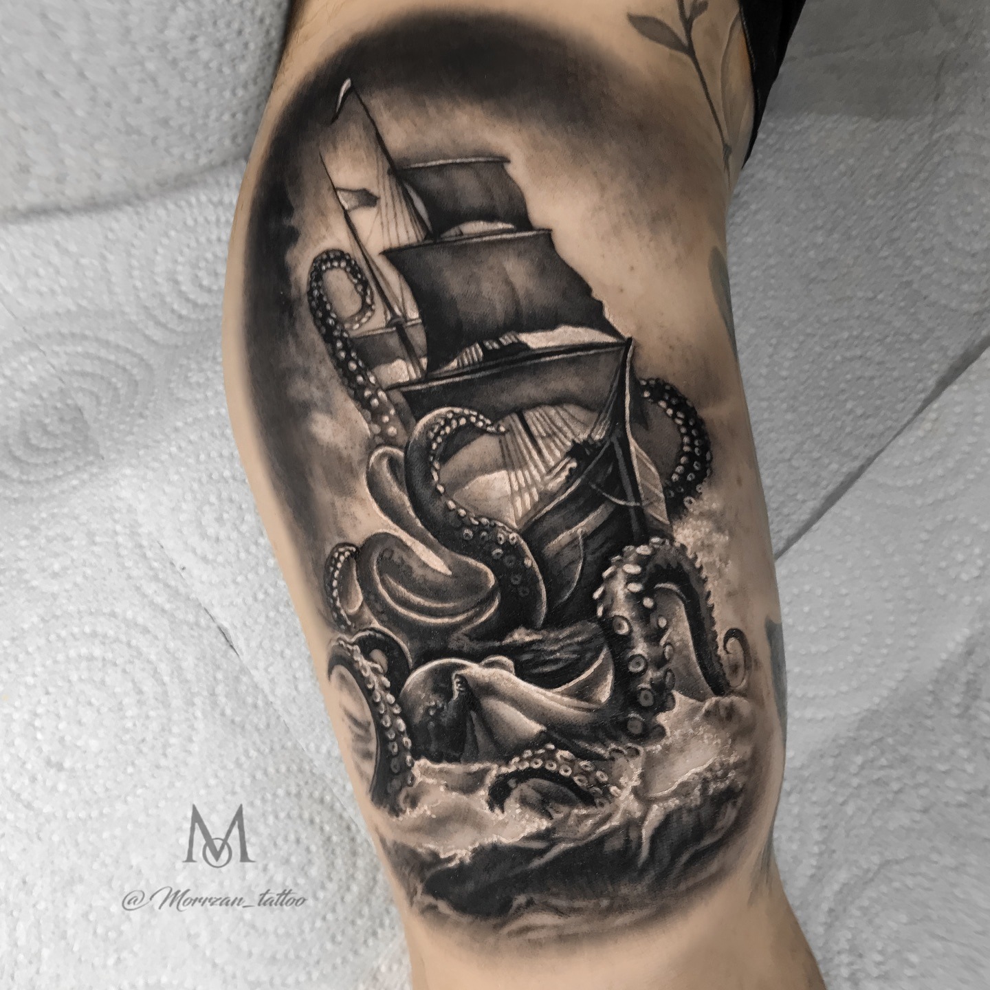 Kraken vs. Ship Tattoo Tattoo Design