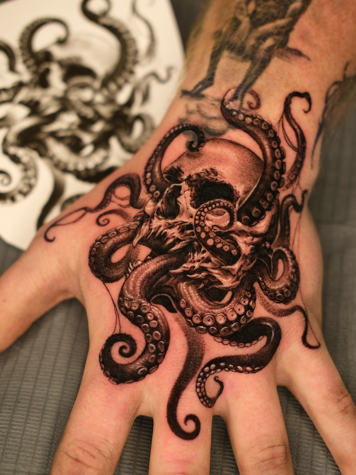 Octopus and Skull Hand Tattoo Tattoo Design