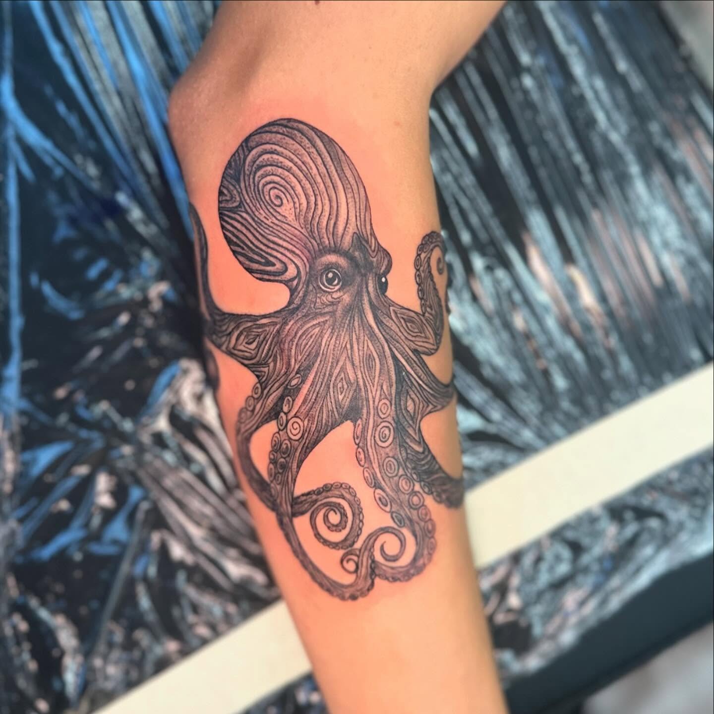Patterned Linework Octopus Tattoo Tattoo Design