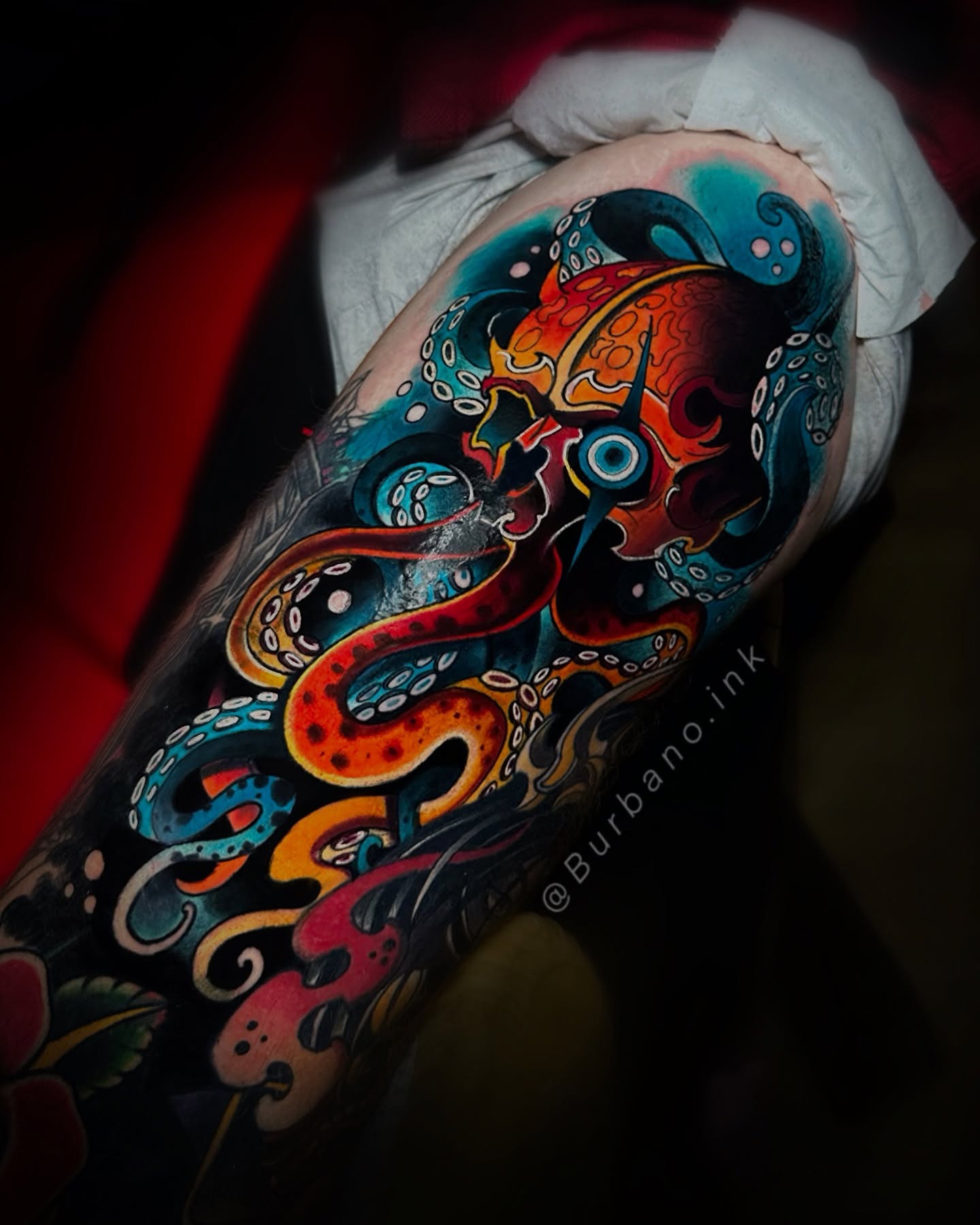 Psychedelic Neon Octopus Tattoo Tattoo Design