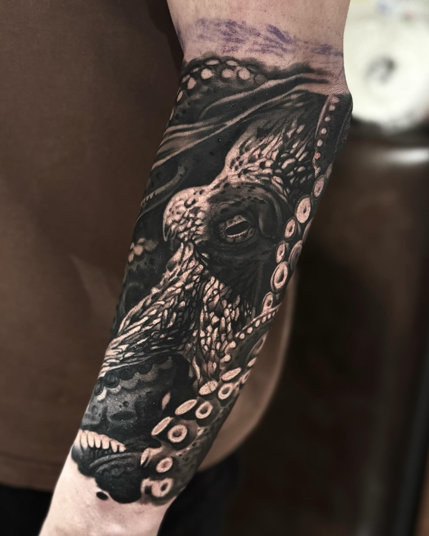 Realistic Black and Grey Octopus Tattoo Tattoo Design