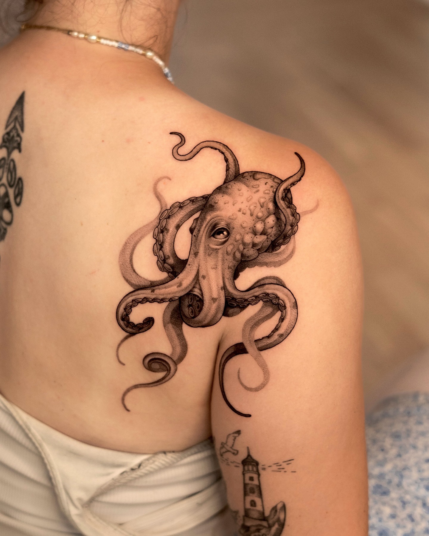 Shoulder Octopus Tattoo with Soft Shading Tattoo Design