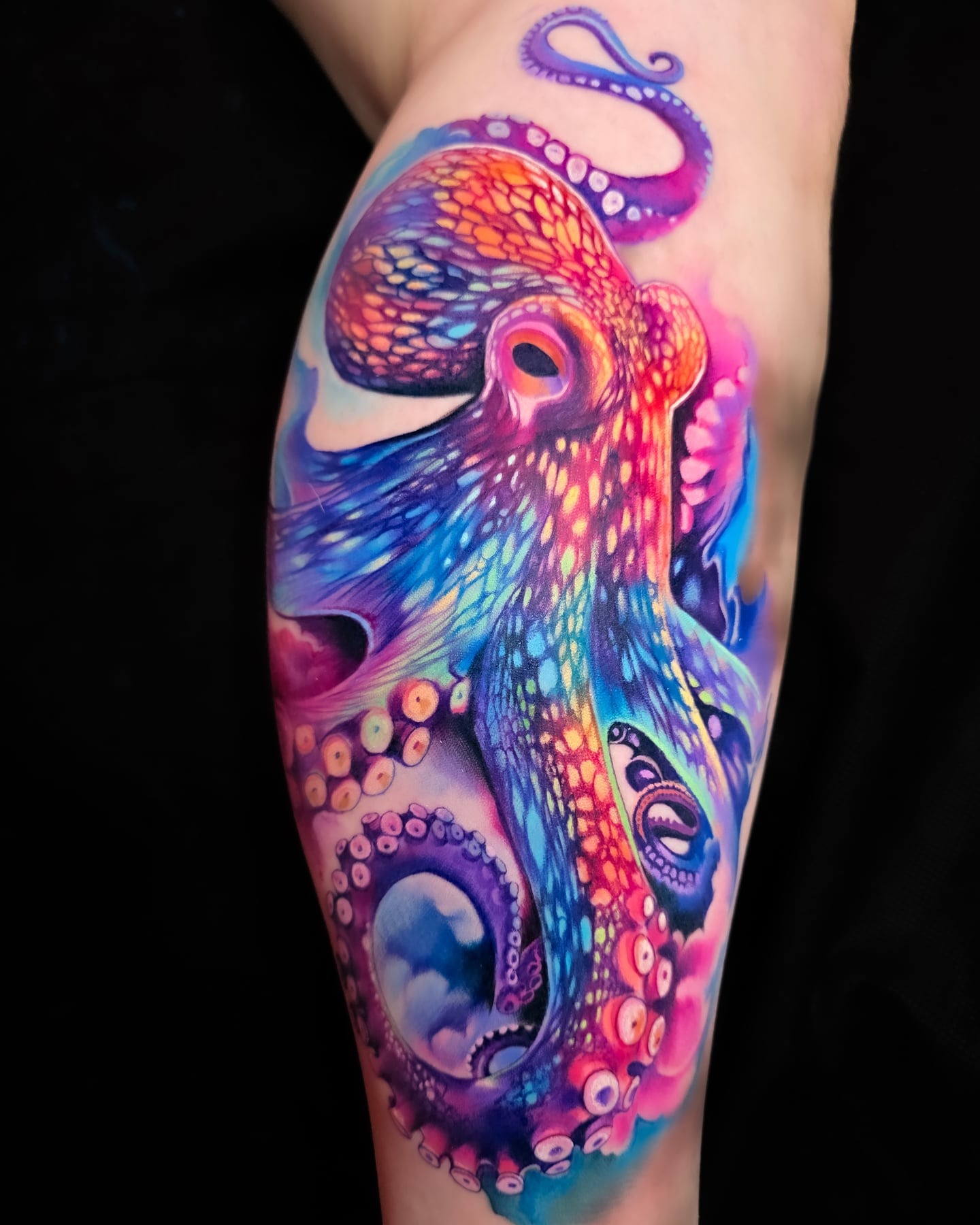 Vibrant Watercolor Octopus Tattoo Tattoo Design
