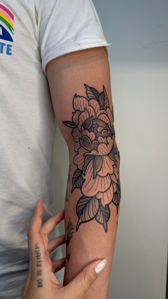 Bold Peony Statement Bloom Tattoo Design
