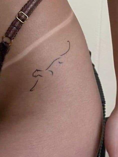 Tiny One-Line Panther Tattoo Design