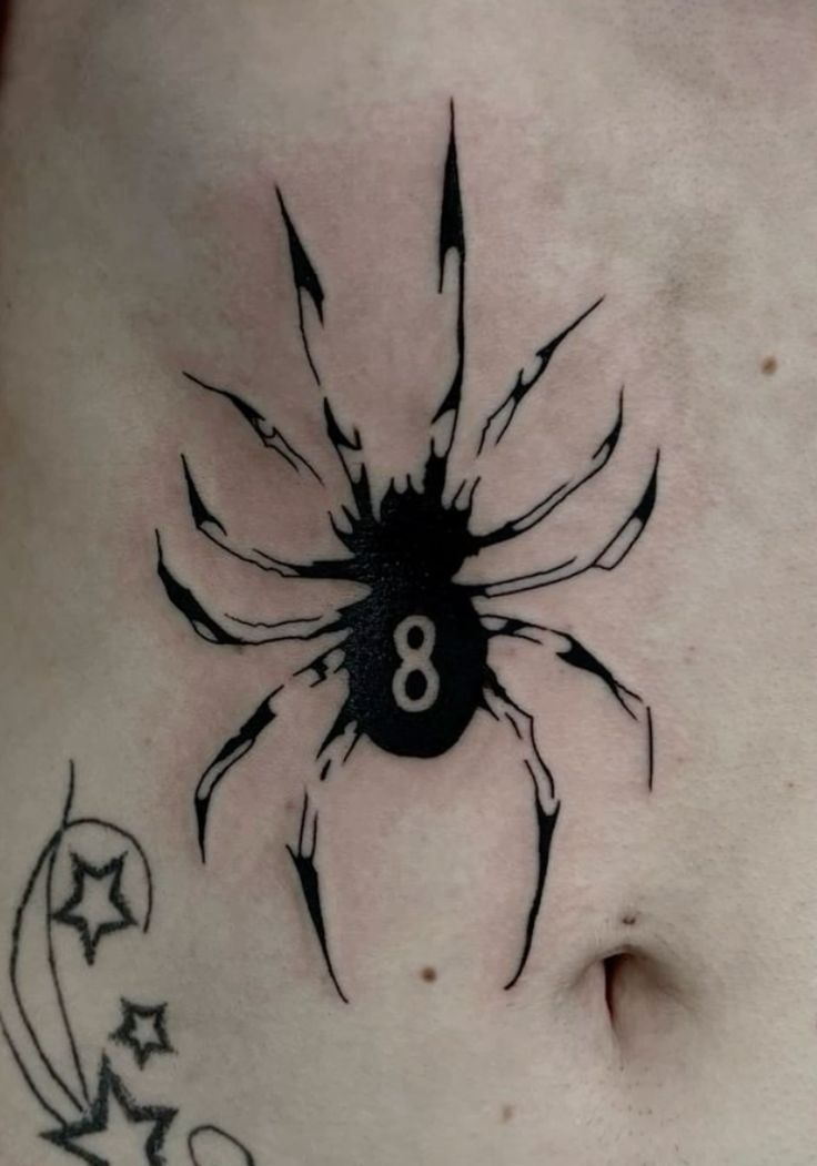 Number 0 Spider Tattoo with Wings Tattoo Design