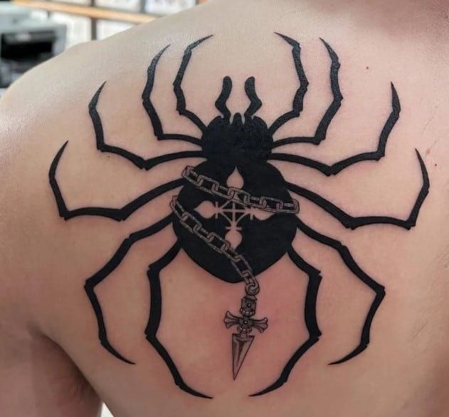 Number 0 Spider with Gothic Font Tattoo Design