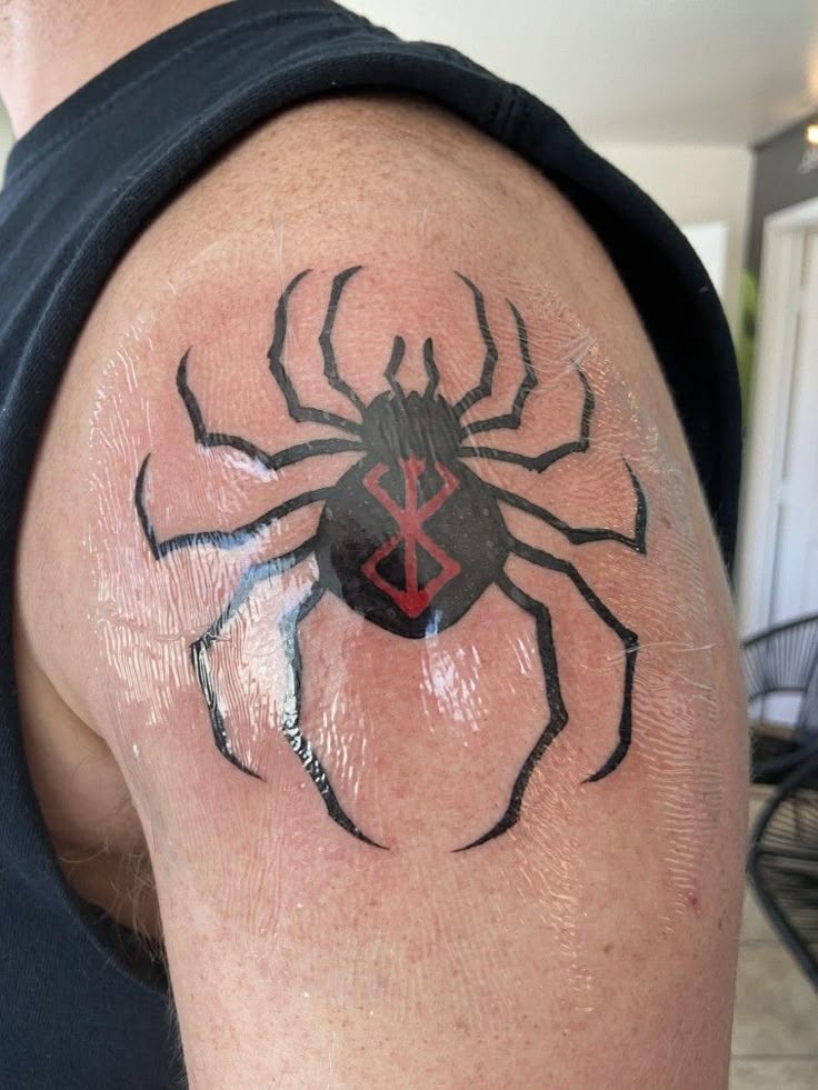 Number 4 Spider Tattoo on Inner Arm Tattoo Design