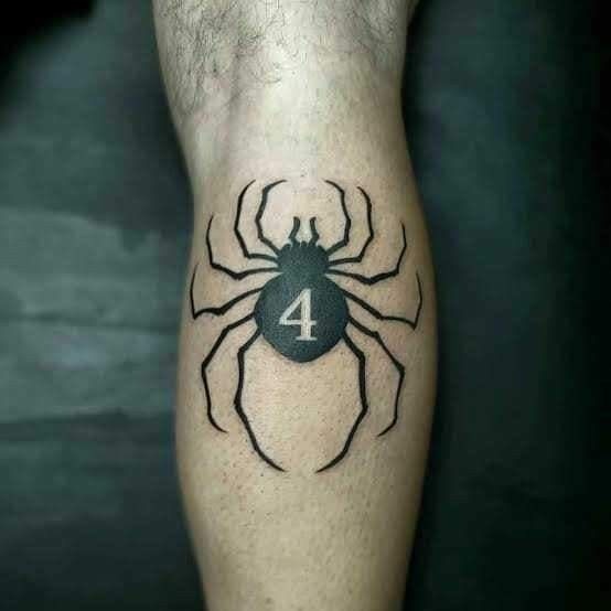 Transparent-Wing Spider with Number 4 Tattoo Design
