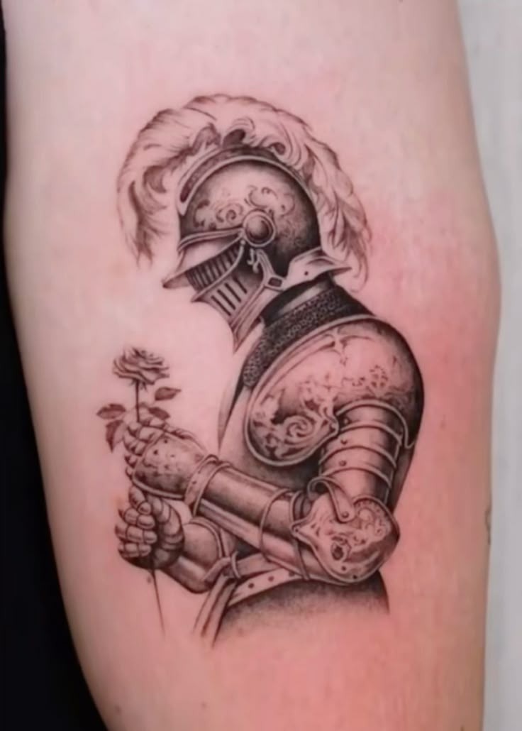 Elegant Lady Knight Portrait Tattoo Tattoo Design