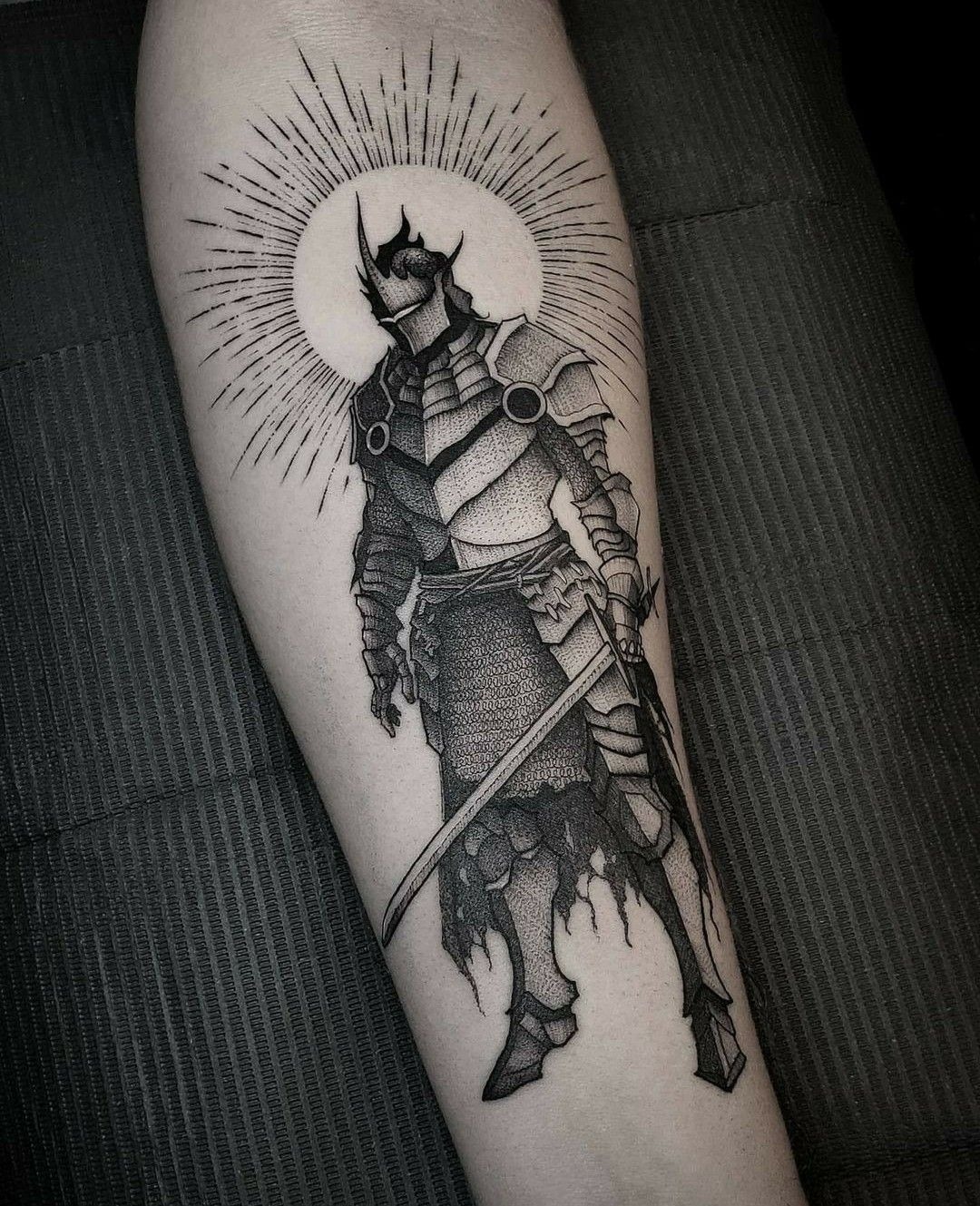 Halo Knight Tattoo with Radiant Light Tattoo Design