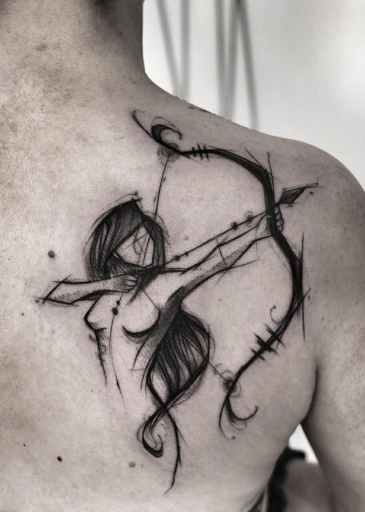 Abstract Archer Flow Tattoo Design