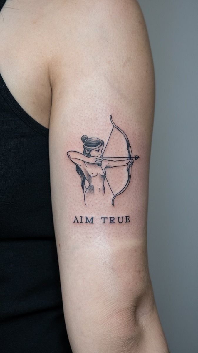 Aim True - Archer Woman Tattoo Design