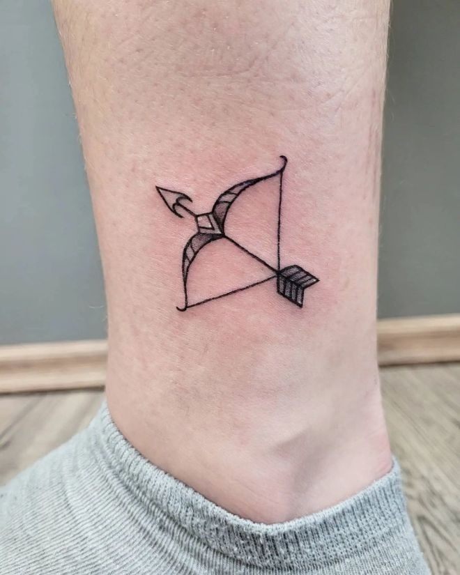 Classic Arrow and Bow Tattoo Design