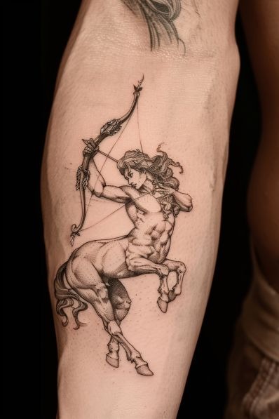 Feminine Archer Centaur Tattoo Design