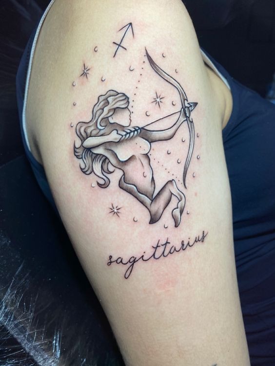 Feminine Sagittarius Script Tattoo Design