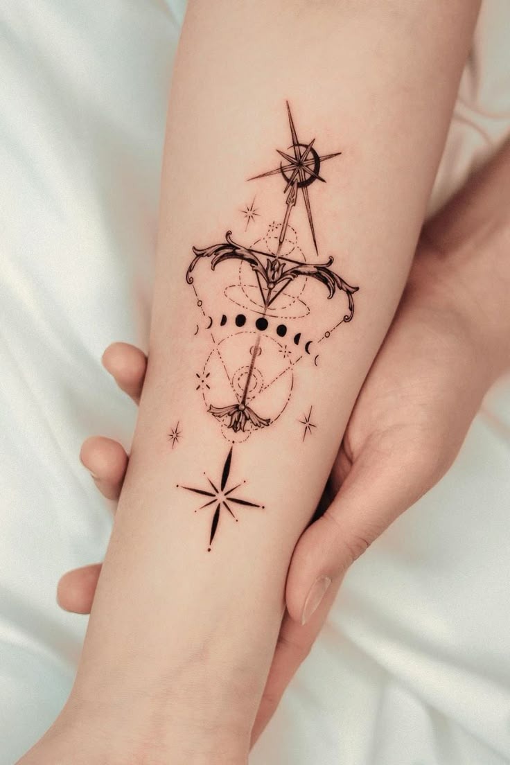 Lunar Compass Archer Tattoo Design