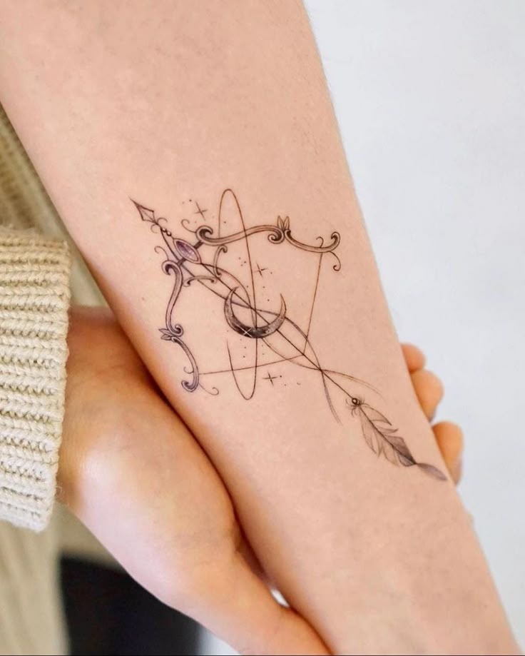 Orbiting Archer Elegance Tattoo Design