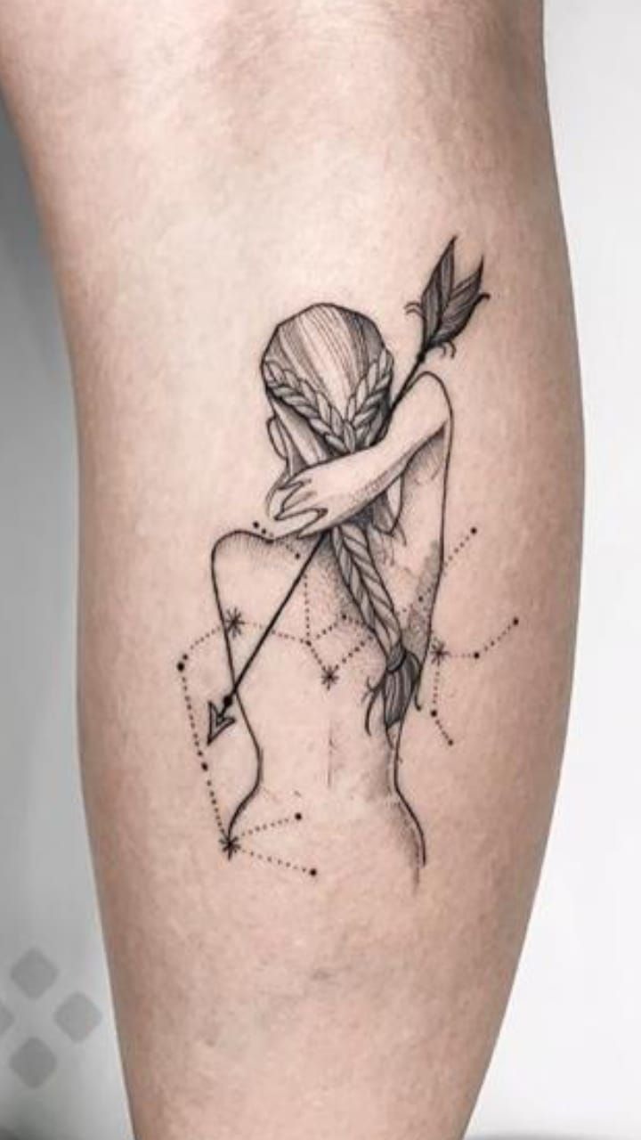 Star-Kissed Archer Silhouette Tattoo Design