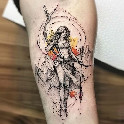 Warrior Sagittarius Goddess Tattoo Design