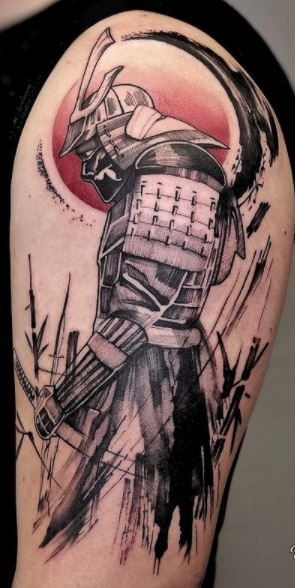 Brushstroke Armor Shoulder Tattoo Tattoo Design