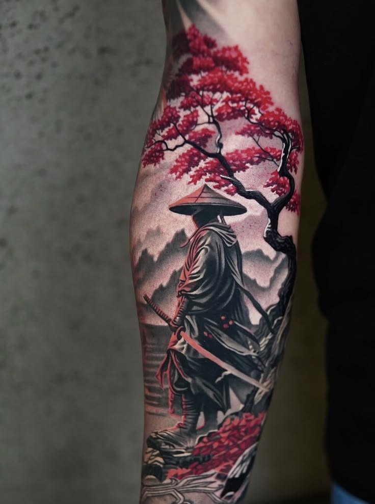 Brushstroke Katana Samurai Tattoo Tattoo Design